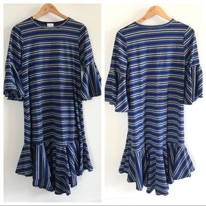 LuLaRoe Maurine Dress Blue, Gray, and Black Size M